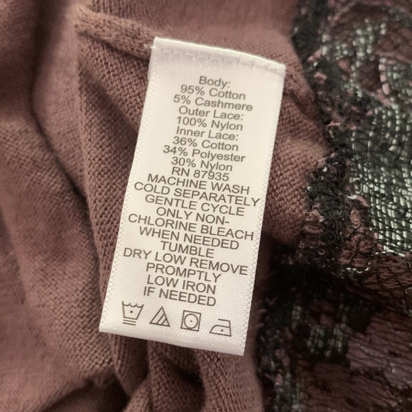 LOGO Lori Goldstein Brown High Low Tunic Sweater with Lace Detail - Picture 8 of 8